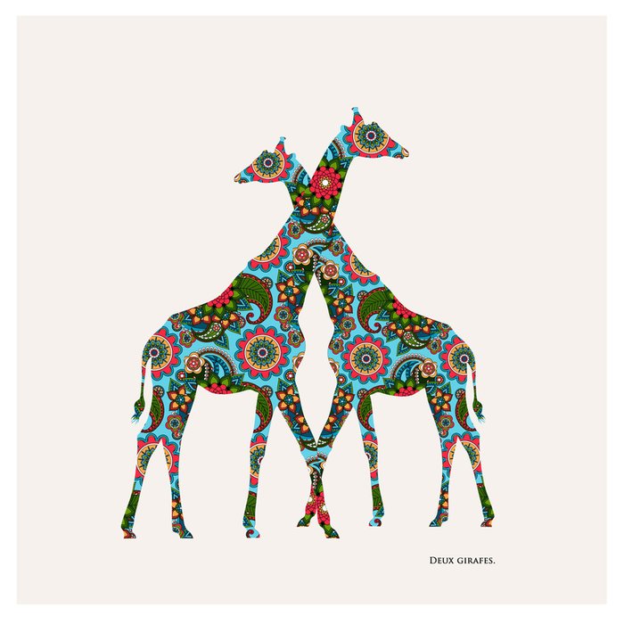 Репродукция картины на холсте Два жирафа 
