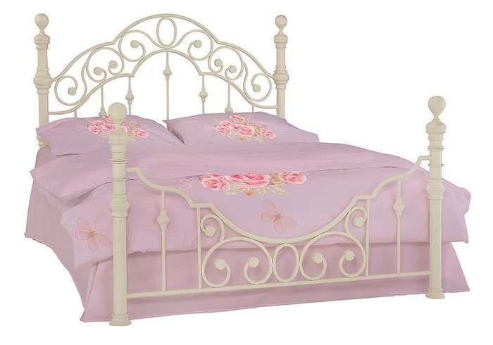 Кровать металлическая Viktoriya 160х200 светло-бежевого цвета - лучшие Кровати для спальни в INMYROOM