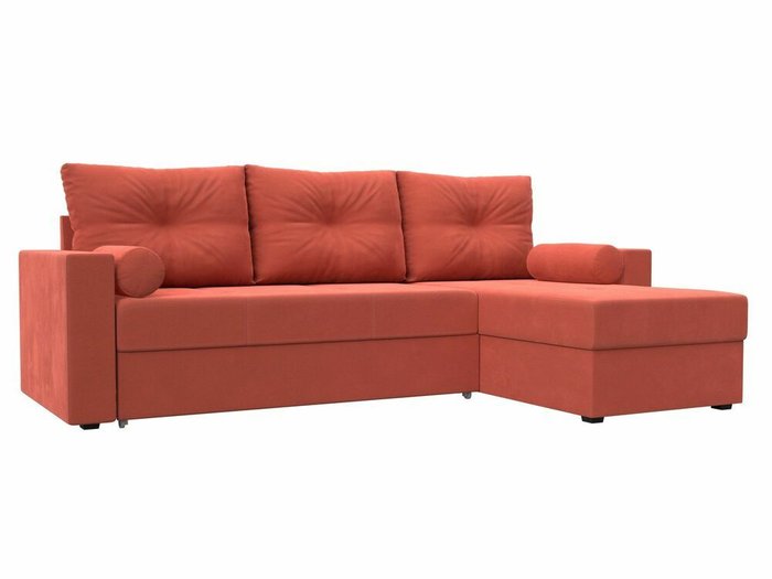 Угловой диван-кровать Верона кораллового цвета правый угол