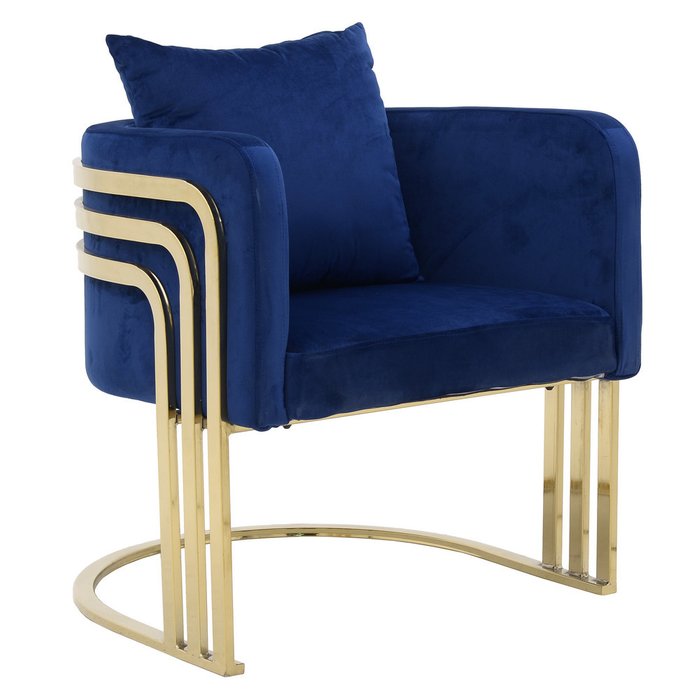 Кресло синего цвета с металлическим основанием