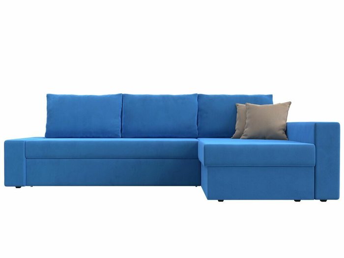 Угловой диван-кровать Версаль темно-голубого цвета правый угол - купить Угловые диваны по цене 47999.0
