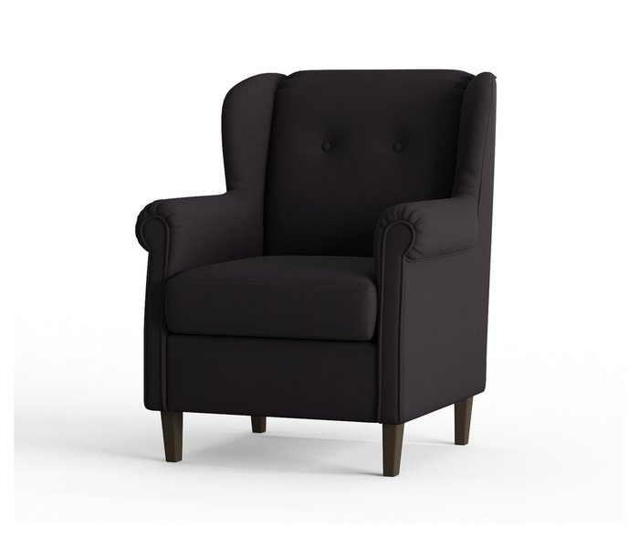 Кресло из велюра Леон черного цвета