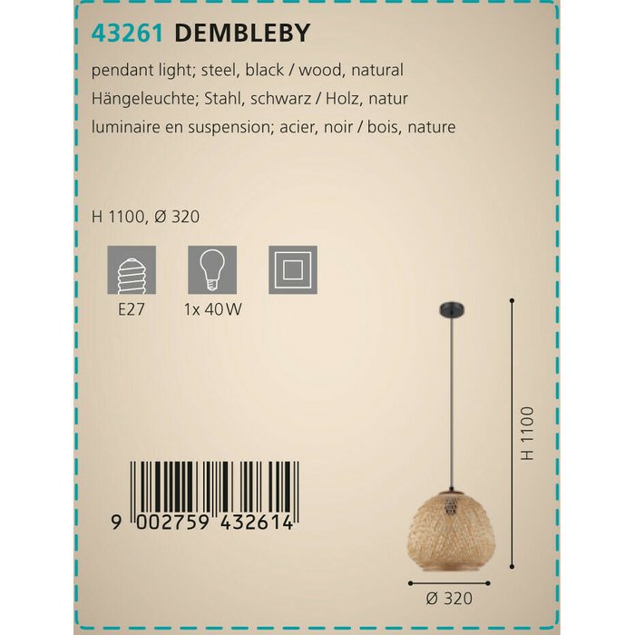 Подвесной светильник Eglo Dembleby 43261 - лучшие Подвесные светильники в INMYROOM