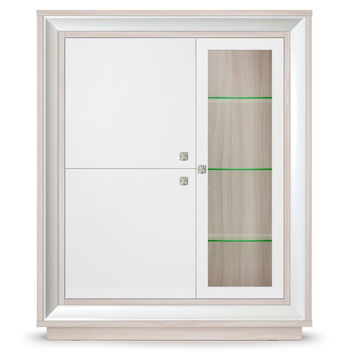 Шкаф-витрина Прато бело-бежевого цвета с тремя дверцами - купить Шкафы витринные по цене 37500.0