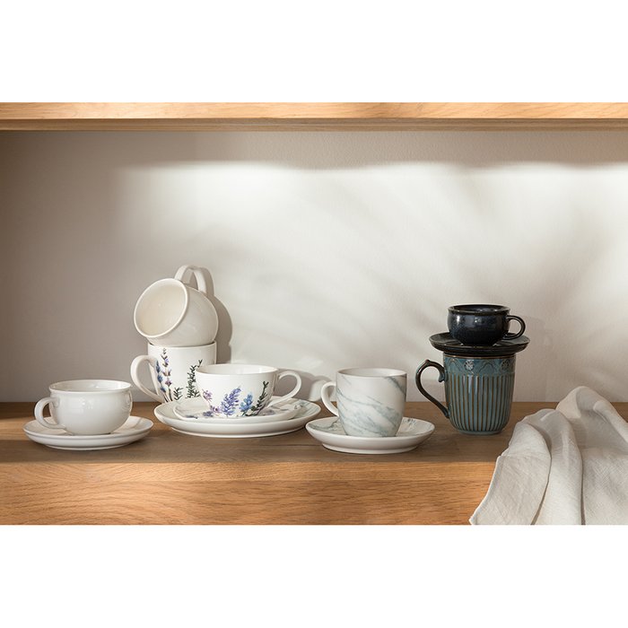 Набор из двух чайных пар Marble бело-серого цвета - лучшие Для чая и кофе в INMYROOM