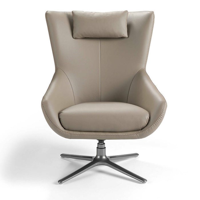 Кресло в обивке из кожи коричневого цвета - лучшие Интерьерные кресла в INMYROOM
