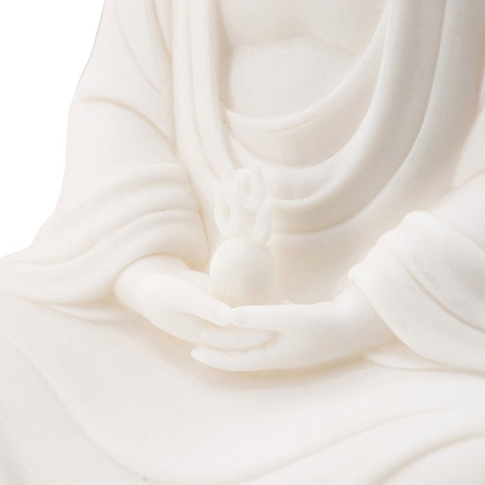 Фигурка из искусственного мрамора Будда белого цвета - лучшие Фигуры и статуэтки в INMYROOM