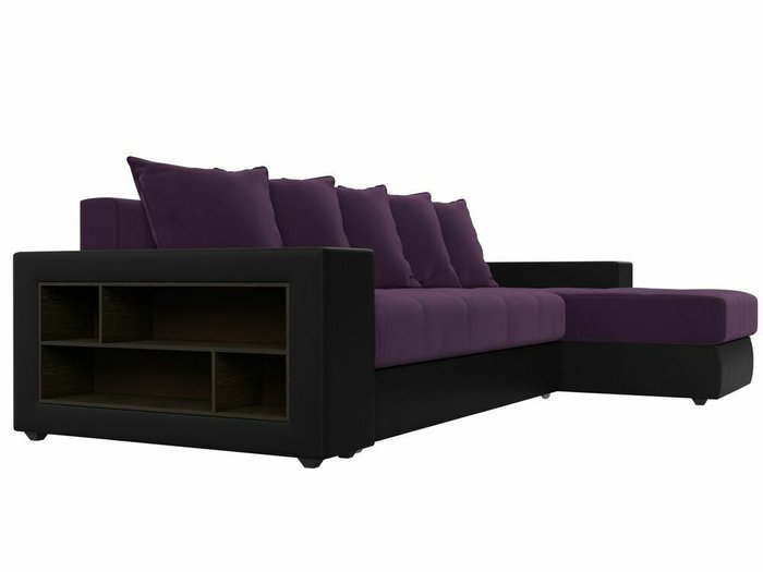 Угловой диван-кровать Дубай фиолетово-черного цвета (ткань/экокожа)  правый угол - лучшие Угловые диваны в INMYROOM