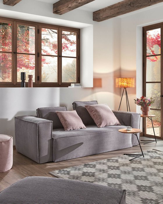 Трехместный диван Blok Grey с вельветовой обивкой - лучшие Прямые диваны в INMYROOM