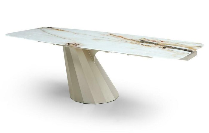 Раздвижной обеденный стол Allegra 180х100 бело-бежевого цвета - лучшие Обеденные столы в INMYROOM