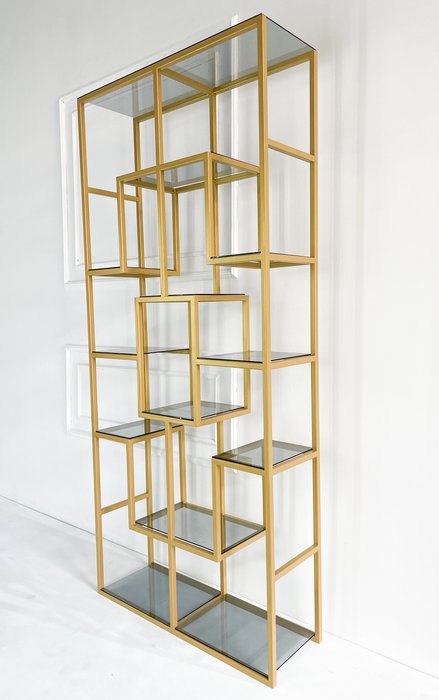 Стеллаж "Martin" золото с зеркалом (2000х900х300) - лучшие Стеллажи в INMYROOM