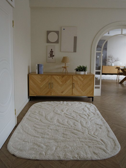 Хлопковый ковер Sankofa 120х180 бежевого цвета - лучшие Ковры в INMYROOM