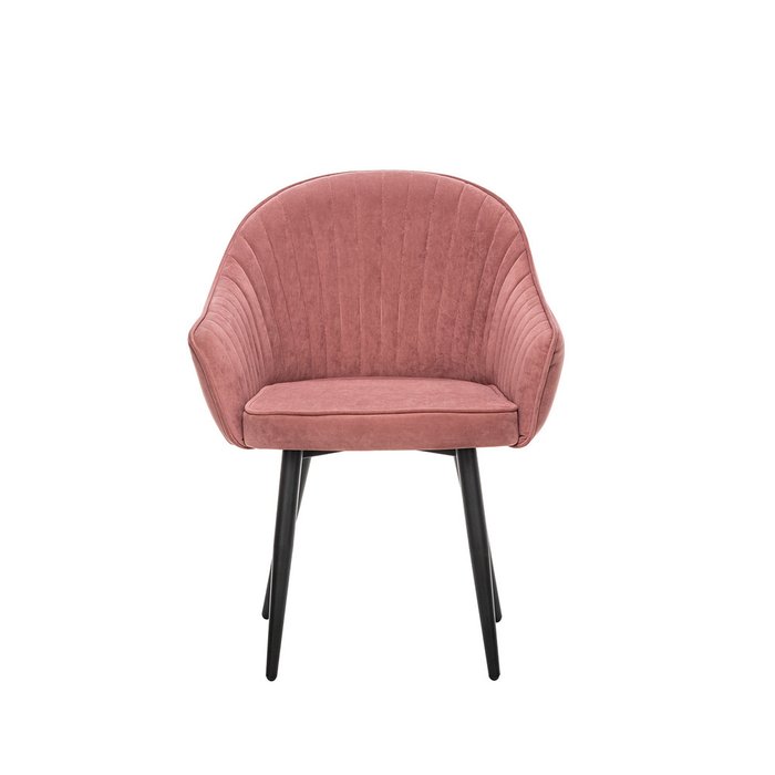Стул с подлокотниками Вайд персикового цвета с черными ножками  - купить Обеденные стулья по цене 10170.0