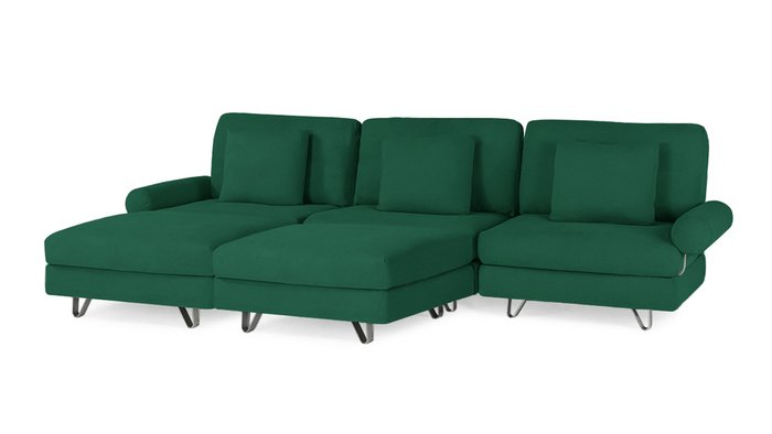 Угловой диван с двумя оттоманками Багамы зеленого цвета