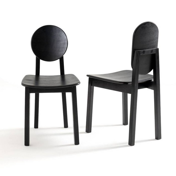 Комплект из двух стульев из ясеня Tribal черного цвета - лучшие Обеденные стулья в INMYROOM