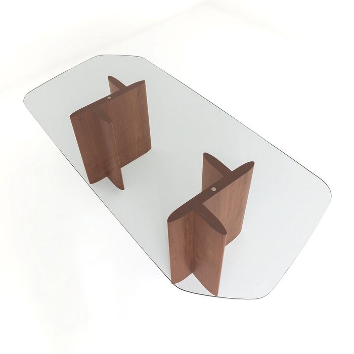 Стол обеденный из стекла орехового дерева Nella коричневого цвета - лучшие Обеденные столы в INMYROOM