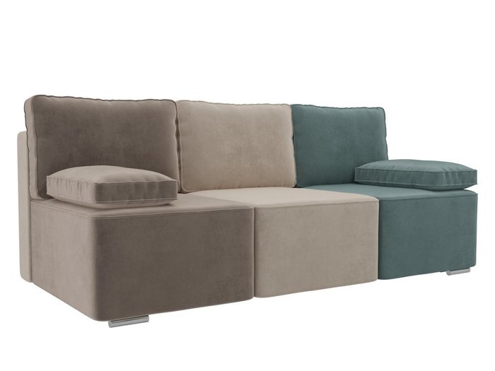 Прямой диван-кровать  Радуга коричнево-бежево-бирюзового цвета