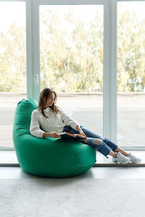 Кресло-мешок Груша XL зеленого цвета - купить Бескаркасная мебель по цене 2890.0