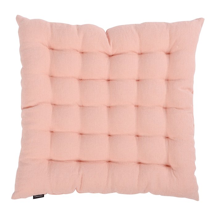 Подушка стеганая на стул Essential из умягченного льна розово-пудрового 