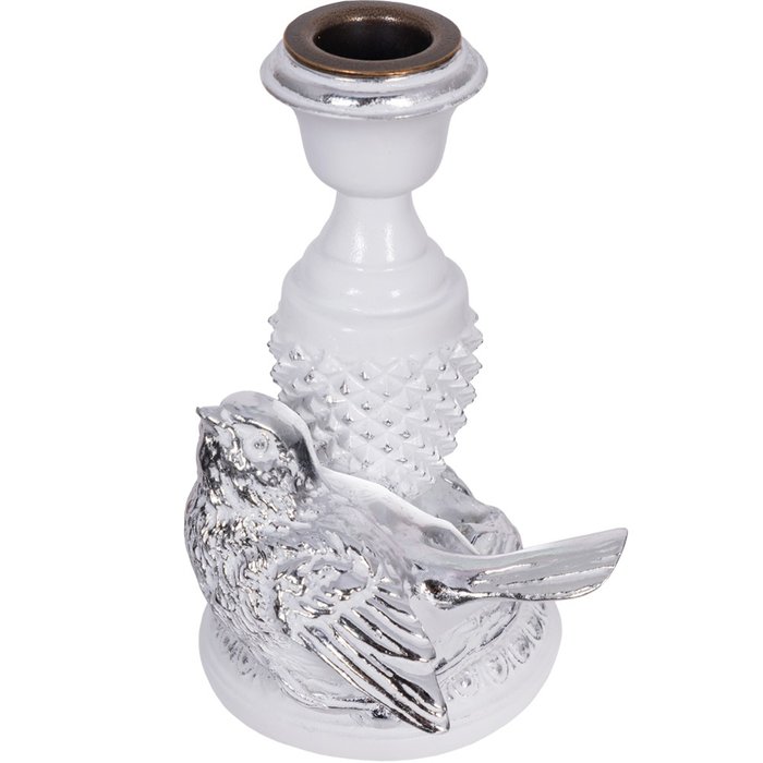 Подсвечник Птичка Терра правый бело-серебряного цвета - купить Подсвечники по цене 3835.0