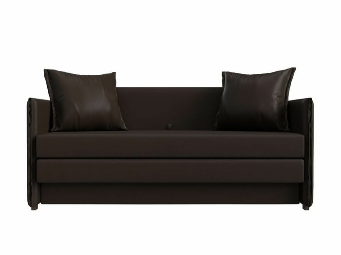 Диван-кровать Лига 011 темно-коричневого цвета (экокожа) - купить Прямые диваны по цене 26999.0