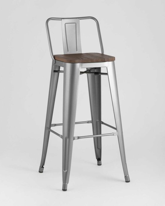 Стул барный Tolix Wood серебристого цвета - купить Барные стулья по цене 6490.0