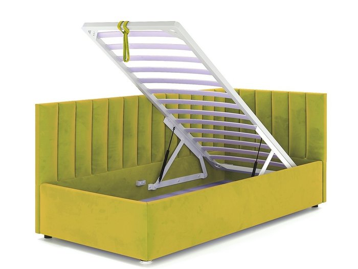 Кровать Negga Mellisa 90х200 желто-зеленого цвета с подъемным механизмом правая - лучшие Кровати для спальни в INMYROOM