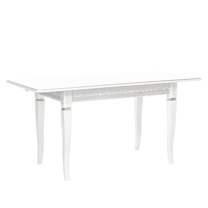 Обеденный стол раздвижной Дакота 1Р Белый с серебряной патиной - лучшие Обеденные столы в INMYROOM