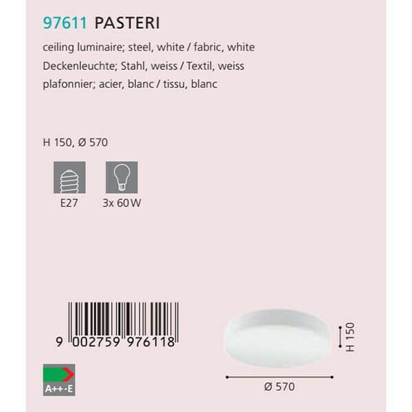 Потолочный светильник Eglo Pasteri 97611 - лучшие Потолочные светильники в INMYROOM