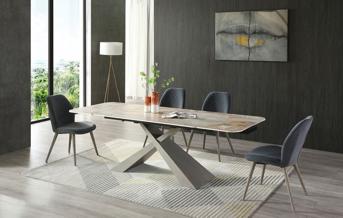 Обеденный стол раскладной Torino серо-бежевого цвета - купить Обеденные столы по цене 159951.0