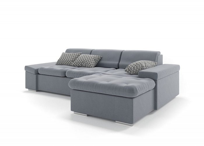 Угловой диван-кровать L серого цвета