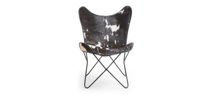 Кресло Julia Grup FLYNN кожаное черно-белого цвета - лучшие Интерьерные кресла в INMYROOM