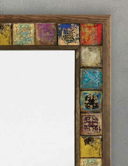 Настенное зеркало с каменной мозаикой 53x73 коричнево-бежевого цвета - лучшие Настенные зеркала в INMYROOM