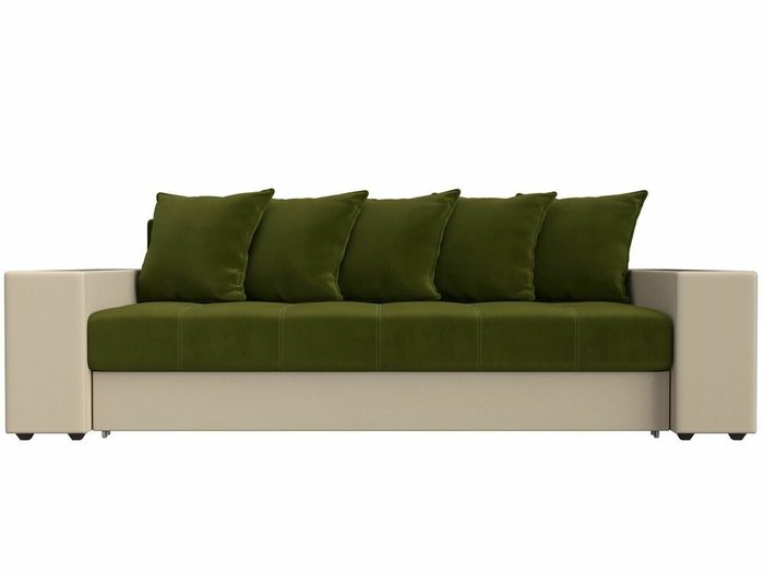 Прямой диван-кровать  Дубай зелено-бежевого цвета (ткань/экокожа)  - купить Прямые диваны по цене 46999.0