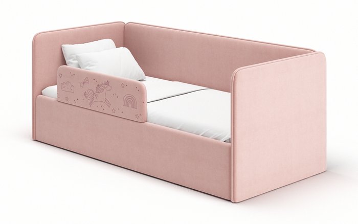 Бортик защитный Leonardo розового цвета с принтом единорог - купить Аксессуары для детских кроваток по цене 2900.0