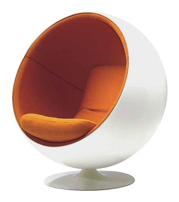  Кресло Eero Ball Chair бело-оранжевого цвета