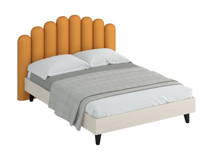 Кровать Queen Sharlotta с изголовьем горчичного цвета 160х200