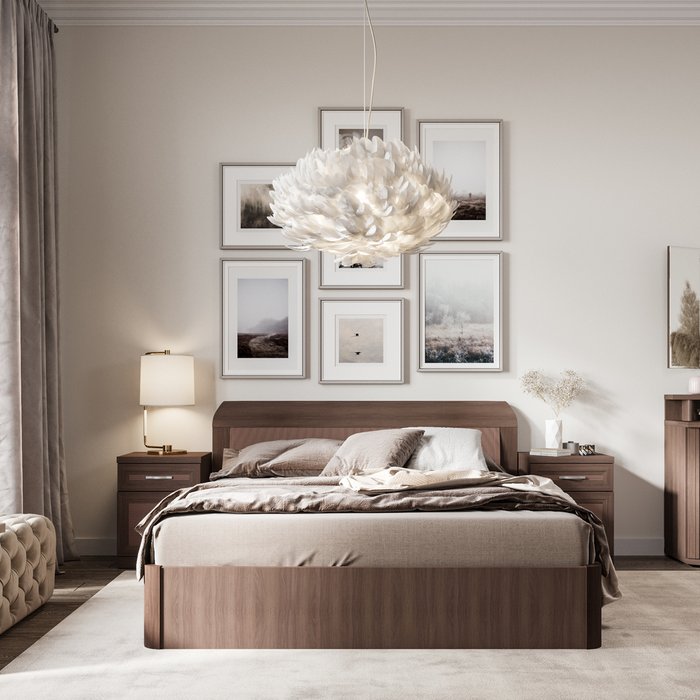 Кровать Магна 140х200 коричневого цвета с подъемным механизмом - купить Кровати для спальни по цене 49759.0
