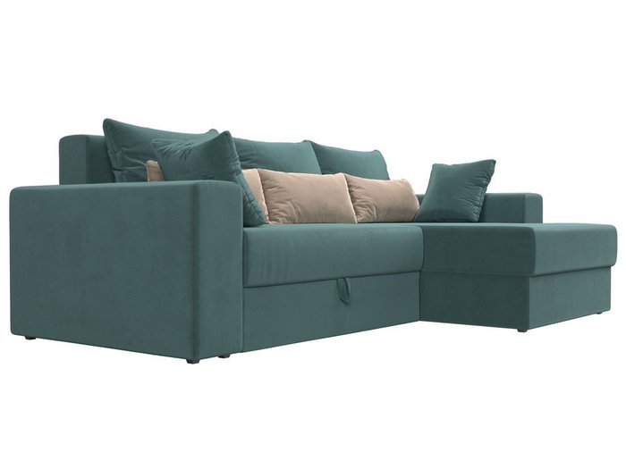 Угловой диван-кровать Мэдисон бирюзово-бежевого цвета правый угол - лучшие Угловые диваны в INMYROOM