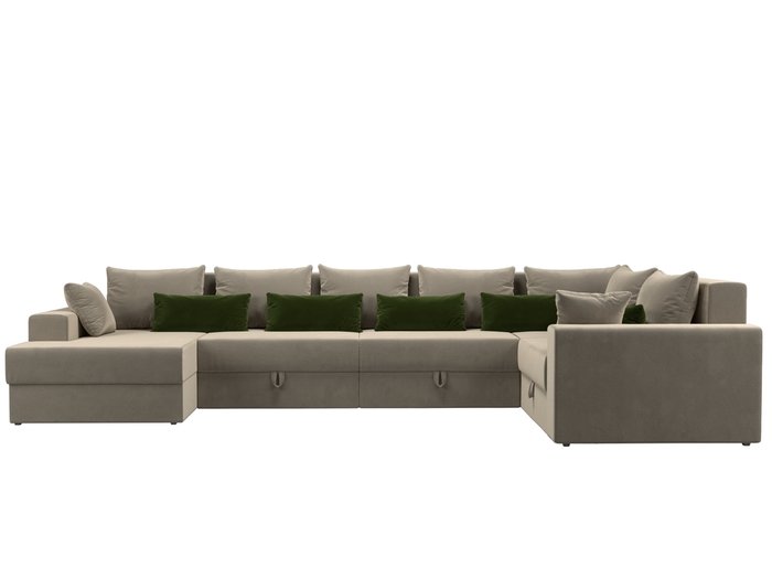 Угловой диван-кровать Мэдисон бежево-зеленого цвета - купить Угловые диваны по цене 91800.0