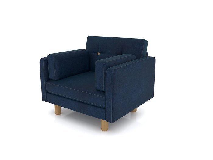 Кресло Ингвар М с ножками из массива береза и обивкой из синего велюра - купить Интерьерные кресла по цене 20990.0