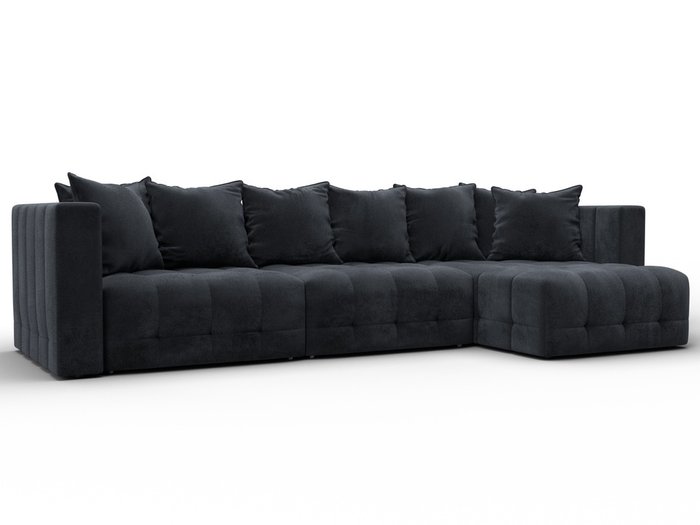 Угловой диван-кровать Лига-052 Лонг в обивке из велюра темно-серого цвета Угловой диван-кровать Лига-052 Лонг в обивке из велюра темно-серого цвета