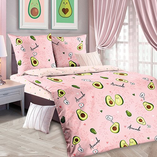 КПБ 'ДайПоспать', 1,5 спальный с 2-мя наволочками 70х70, бязь, 100 % хлопок, пл. 125 гр./кв.м., 'Авокадо'