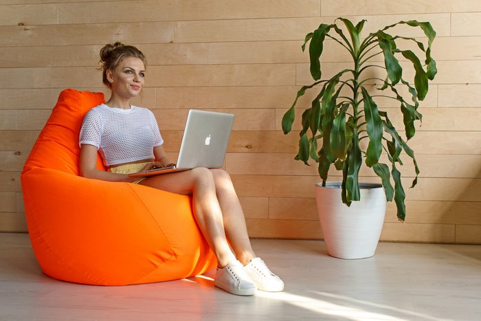Кресло-мешок Груша XL Фьюжн оранжевого цвета - лучшие Бескаркасная мебель в INMYROOM