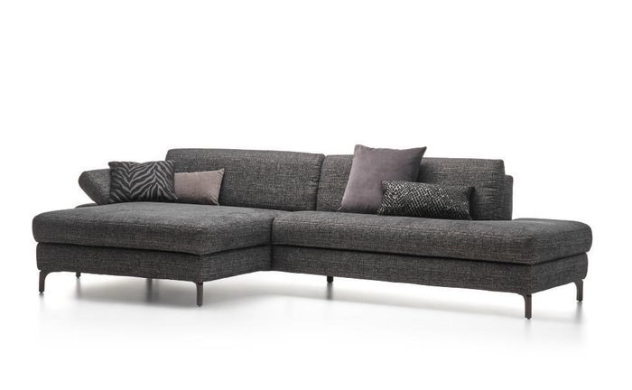 Угловой диван с широкой кушеткой Tasman серого цвета - купить Угловые диваны по цене 322326.0