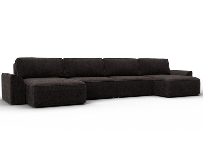 Угловой диван-кровать Лига-048 лонг темно-коричневого цвета