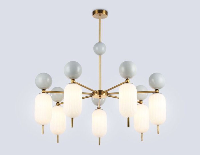 Люстра на штанге Ceramo Modern LH53106 (стекло, цвет белый) - купить Подвесные люстры по цене 45280