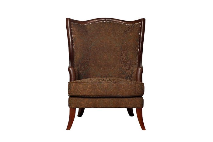 Кресло коричневое с зеленым жаккардом - купить Интерьерные кресла по цене 29520.0