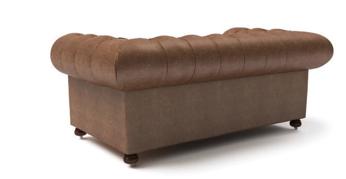 Двухместный диван Chesterfield Lux из экокожи бежевый - купить Прямые диваны по цене 64400.0
