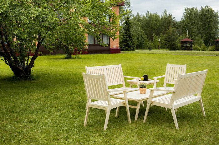 Комплект садовой мебели на шесть человек из массива ели - лучшие Комплекты для сада и дачи в INMYROOM